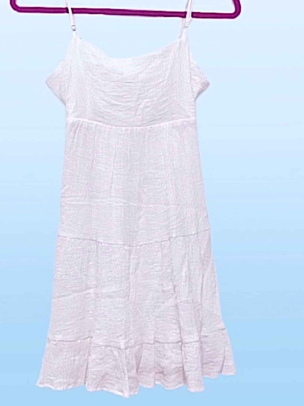 Cotton Candy L.A.- White Spaghetti Strap Flowy Gauze Mini Dress. Size: small